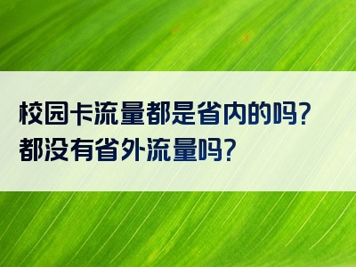 校园卡流量都是省内的吗？都没有省外流量吗？