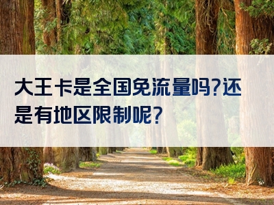大王卡是全国免流量吗？还是有地区限制呢？