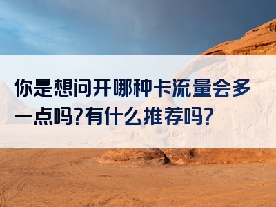 你是想问开哪种卡流量会多一点吗？有什么推荐吗？
