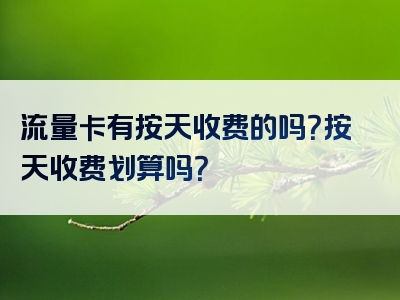 流量卡有按天收费的吗？按天收费划算吗？