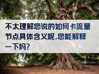 不太理解您说的如何卡流量节点具体含义呢，您能解释一下吗？
